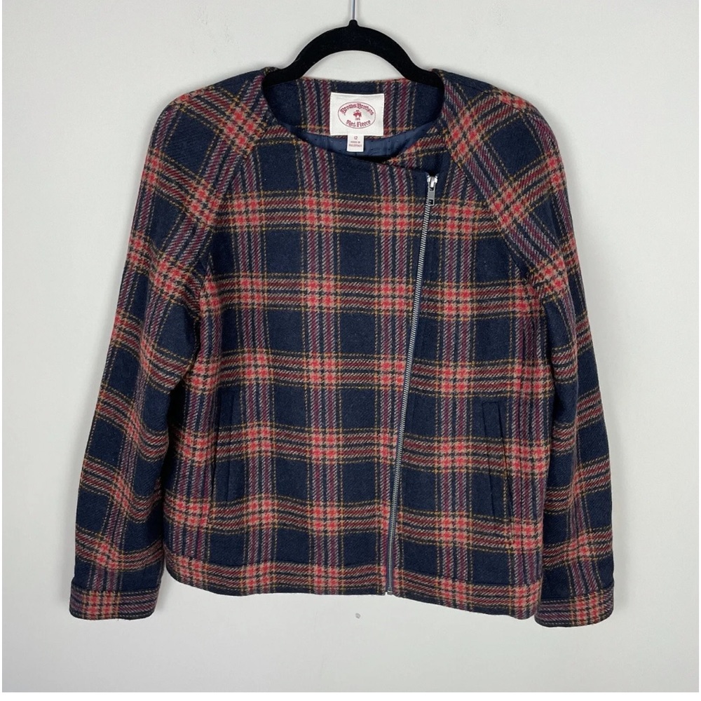 Brooks Brothers Red Fleece womens wool navy tartan plaid blazer size 4
